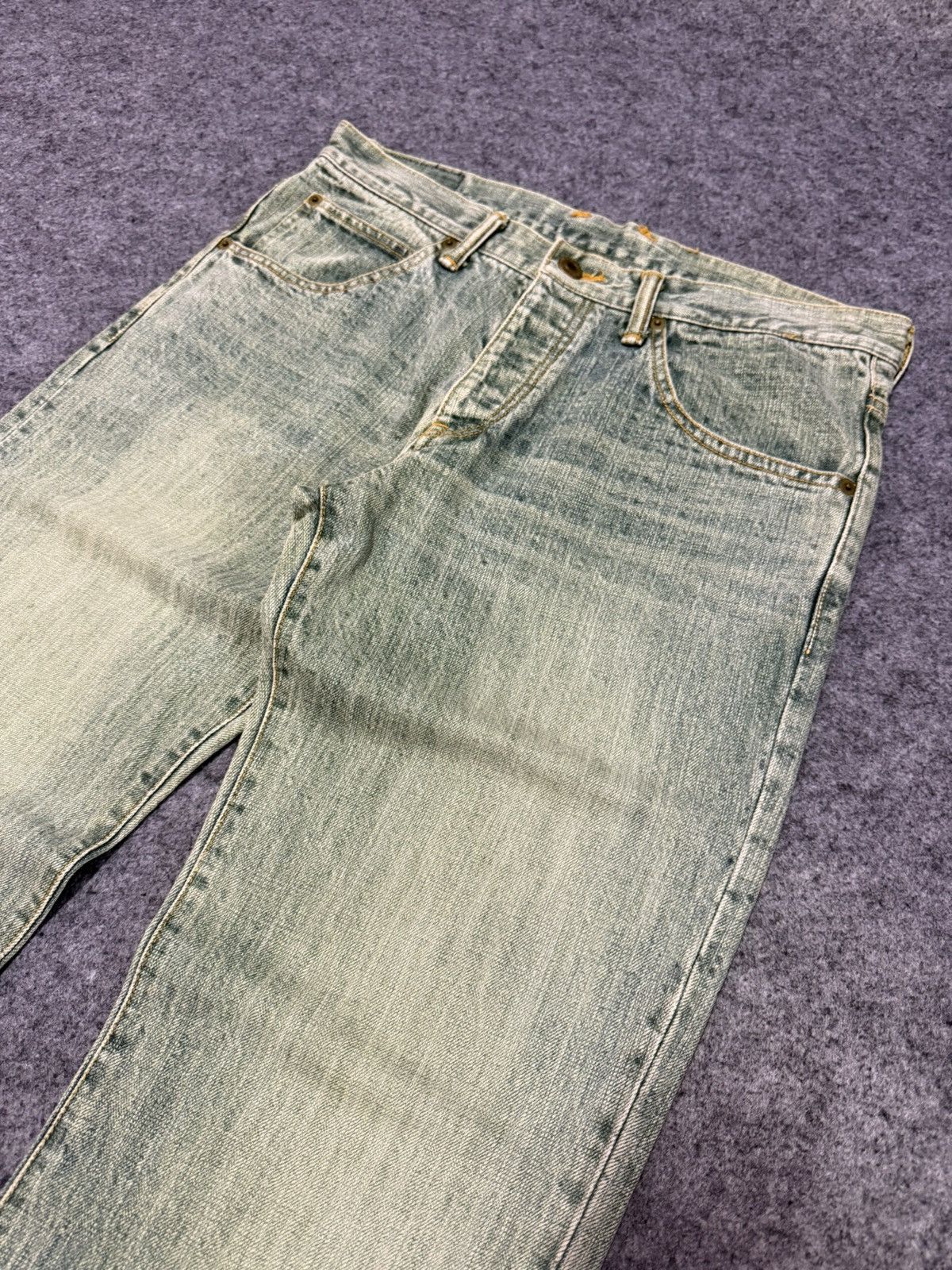 Blue Blue Japan × Hoodlamb × Japanese Brand Circulation Japan Hemp denim blend Weed Dyed Flared Jeans Size US 32 / EU 48 - 4 Thumbnail