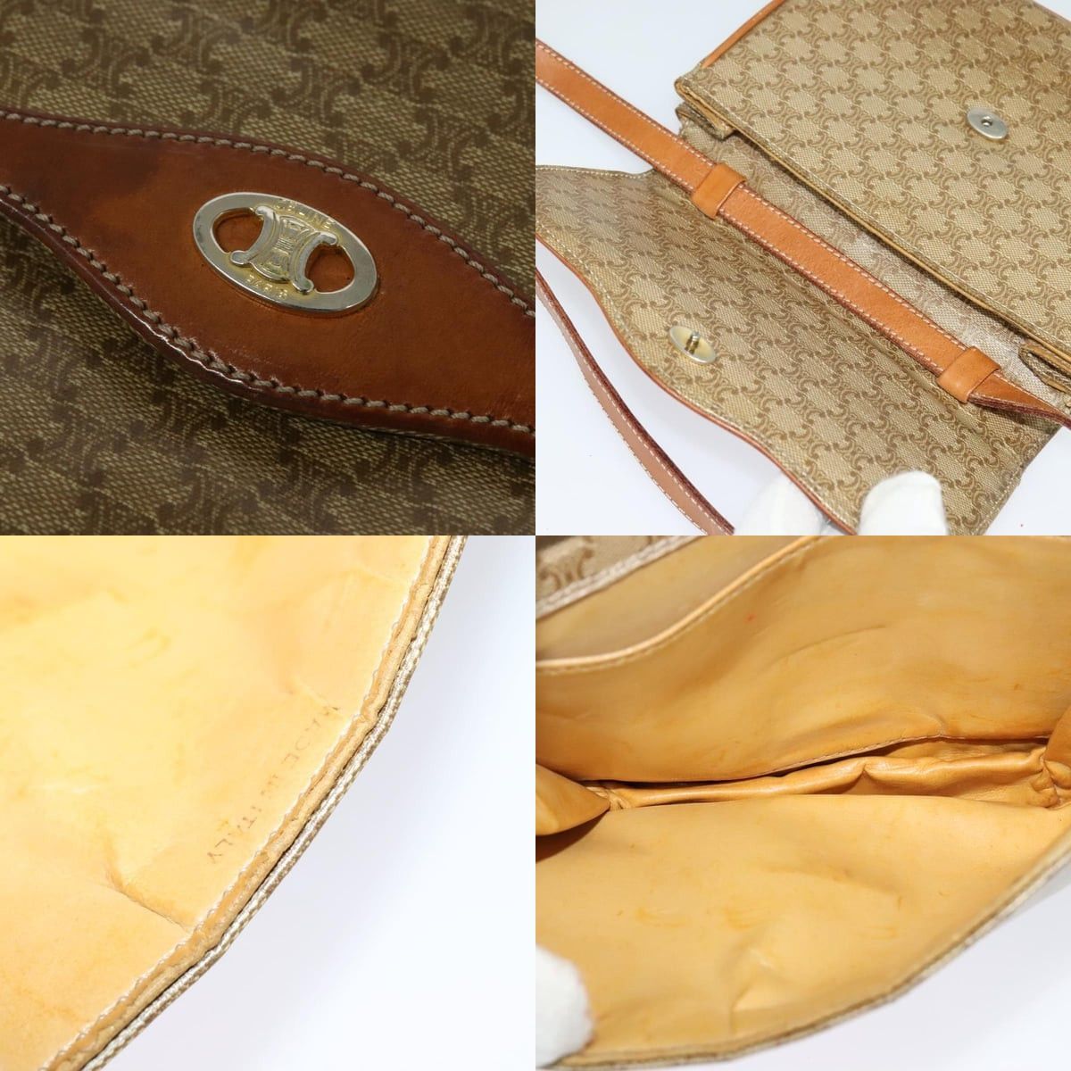 Celine CELINE Macadam Canvas Shoulder Bag Beige Gold Size ONE SIZE - 11 Thumbnail
