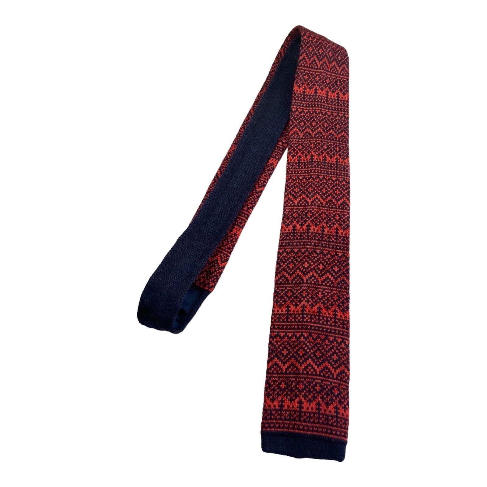 Tommy Hilfiger TOMMY HILFIGER Red Fair Isle Nordic Wool Blend Knit Tie Hand Size ONE SIZE - 4 Thumbnail