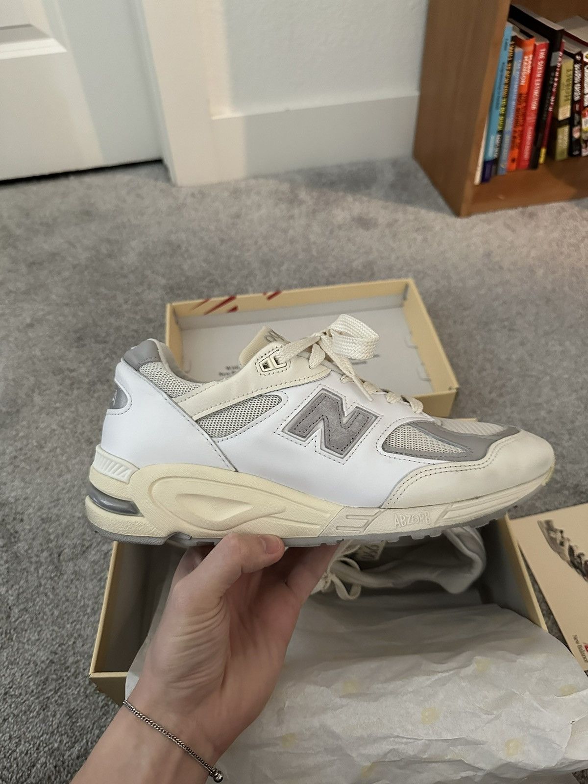image of Aime Leon Dore x New Balance Ald Nb Made In Usa 990V2 Shoes in White, Men's (Size 11)