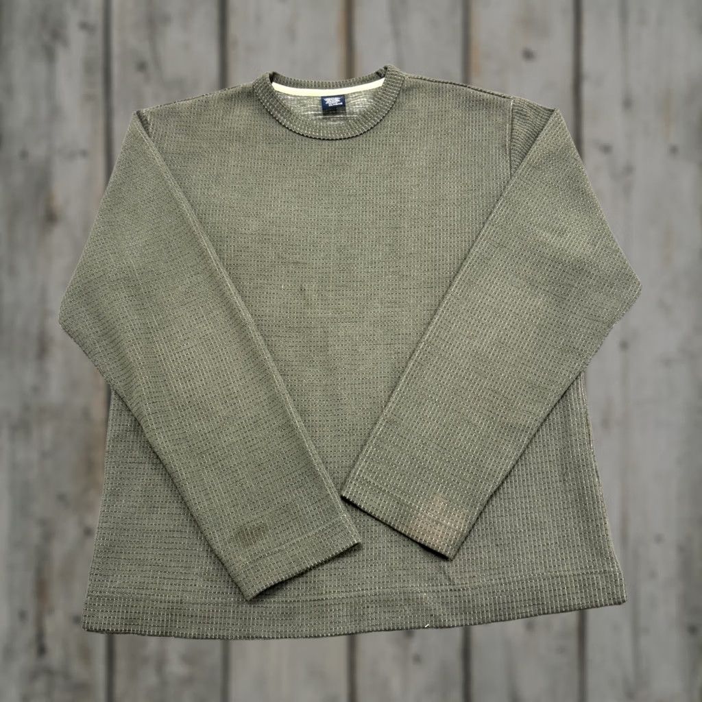 Tommy Hilfiger Tommy Jeans Long Sleeve Shirt Men's 2XL Green Cotton Blend Distressed Y2K Pullover Stained 2X Big & Tall Mens Size US XXL / EU 58 / 5 - 1 Thumbnail