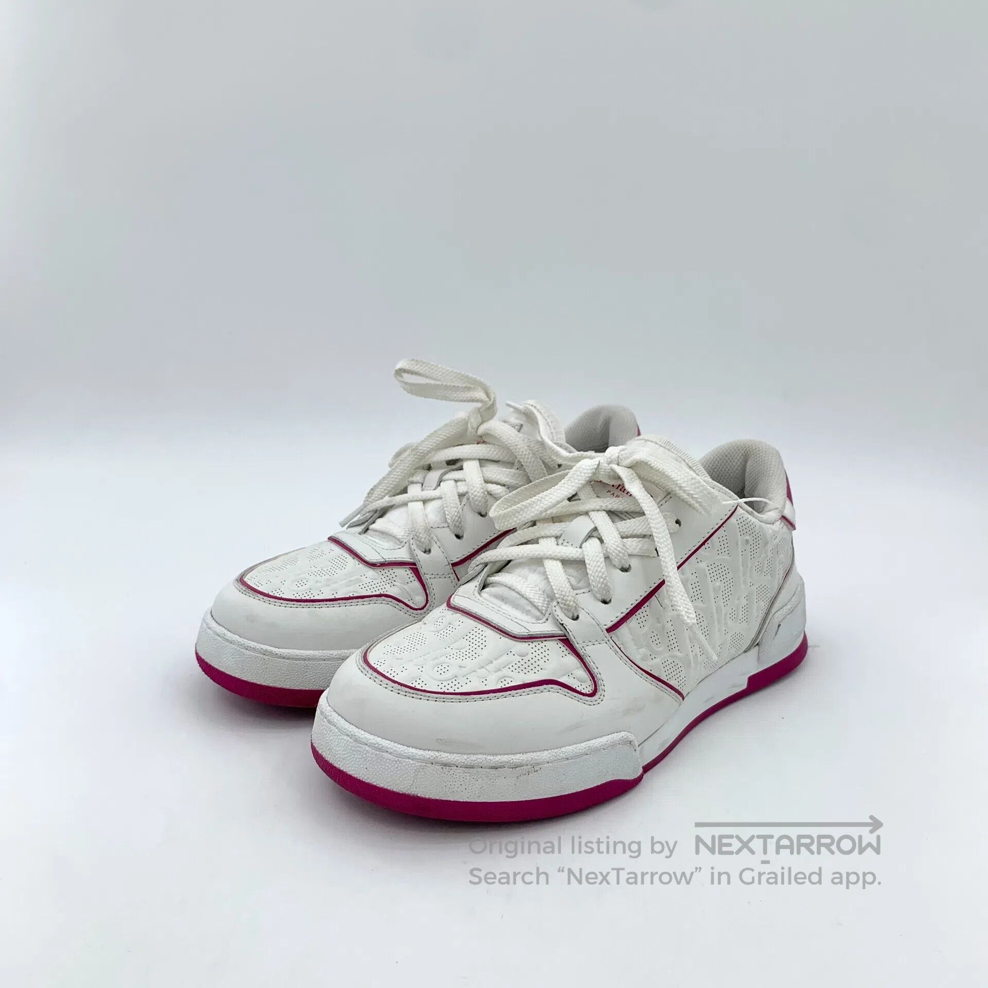 Dior Dior White logo embossed leather lace-up casual flat shoes Size US 5.5 / IT 35.5 - 1 Thumbnail
