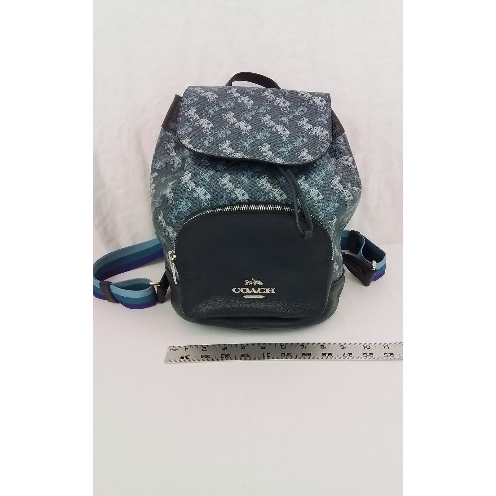 Coach Coach Jes Backpack Horse + Carriage Print Blue Drawstring Size ONE SIZE - 16 Thumbnail