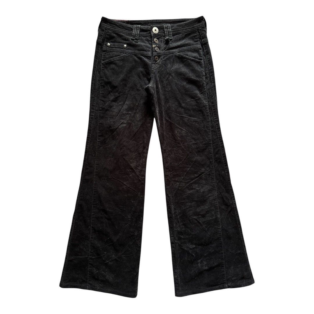 Marithe + Francois Girbaud Marithe Francois Girbaud Black Mad Flare Corduroy Pants Size US 31 - 1 Thumbnail