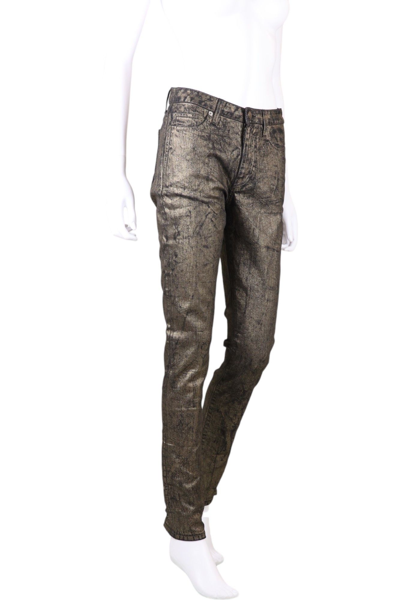 パンツ SAINT LAURENT Vaccarello Skinny Jeans Anthony Vaccarello × Saint Laurent Paris S/S 2017 Waxed Gold