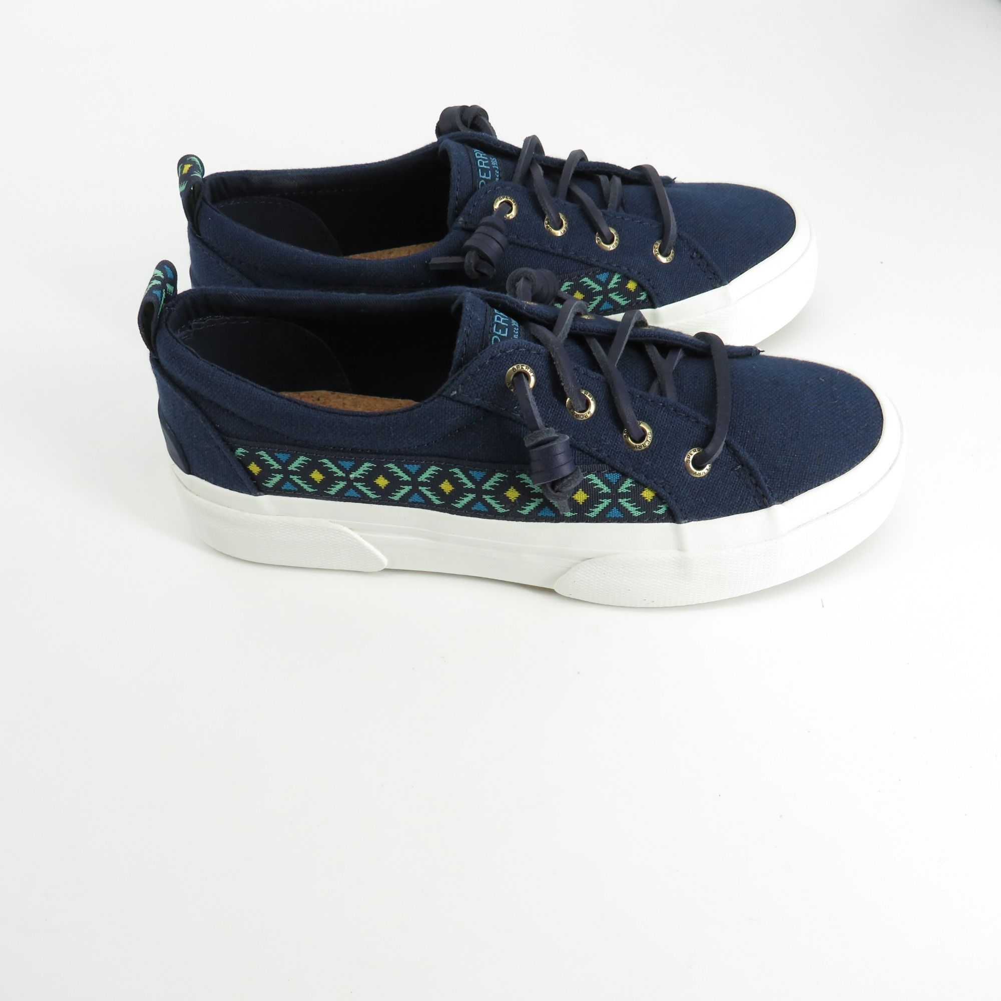 Sperry Sperry Womens Navy Canvas Sneakers Patterned Details White S Size US 6.5 / IT 36.5 - 4 Thumbnail