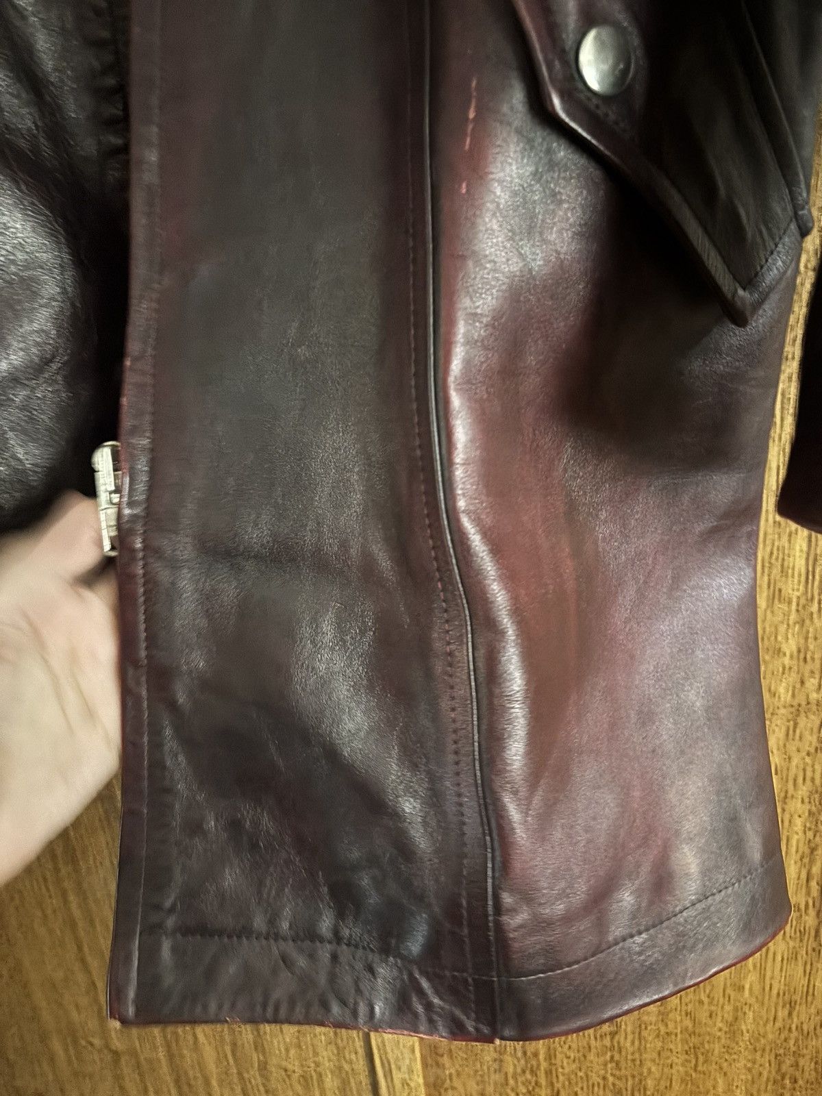 Comme des Garcons COMME DES GARCONS BURGUNDY RED LEATHER TRENCH Size US M / EU 48-50 / 2 - 4 Thumbnail