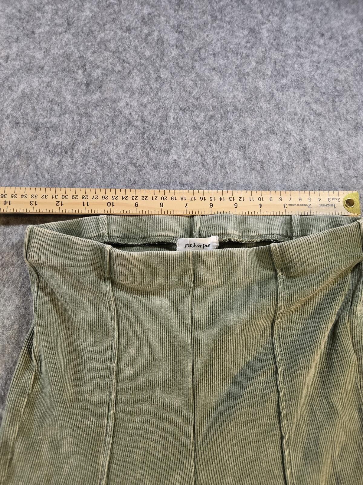 Other Boho Green Mineral Wash Front Seem Flare Leggins High Waist Size 28" / US 6 / IT 42 - 4 Thumbnail