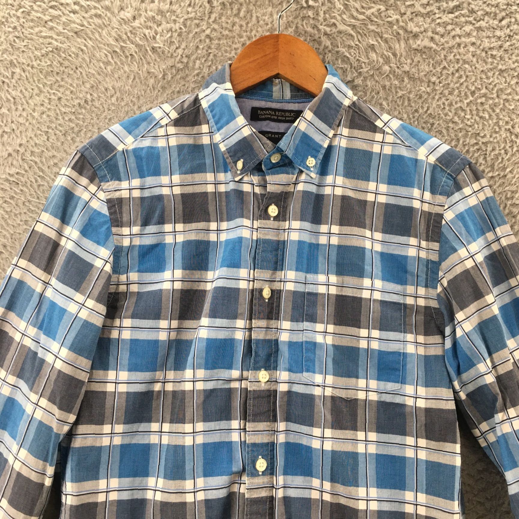 Banana Republic Banana Republic Button-Up Shirt Mens S Blue Plaid 078 Wash Grant Fit Classic Casual Shirt Size US S / EU 44-46 / 1 - 2 Thumbnail