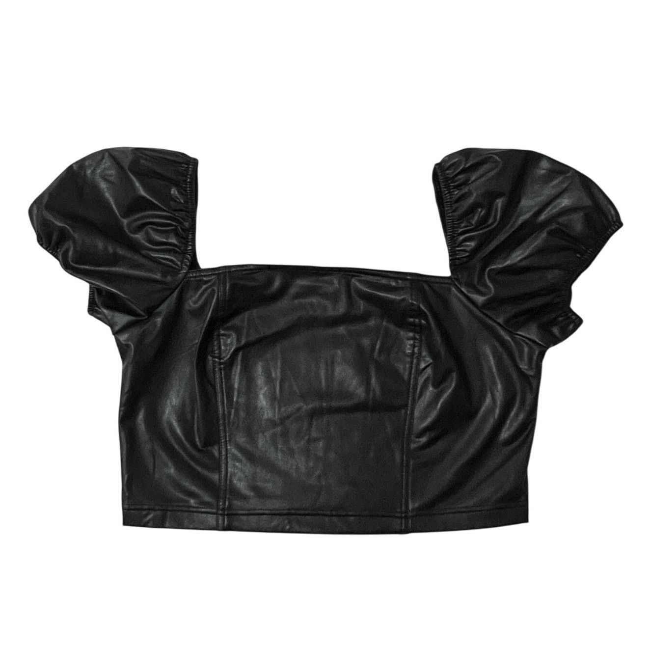 Other Faux Leather Puffy Sleeve Zipper Back Square Neck Crop Top Size L / US 10 / IT 46 - 11 Thumbnail