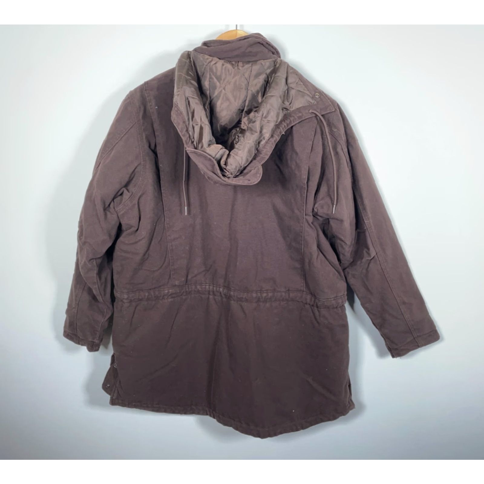 Vintage Ridgecut Women's 2X Flannel Lined Canvas Jacket Dark Brown Removable Hood Size XXL / US 16-18 / IT 52-54 - 2 Thumbnail