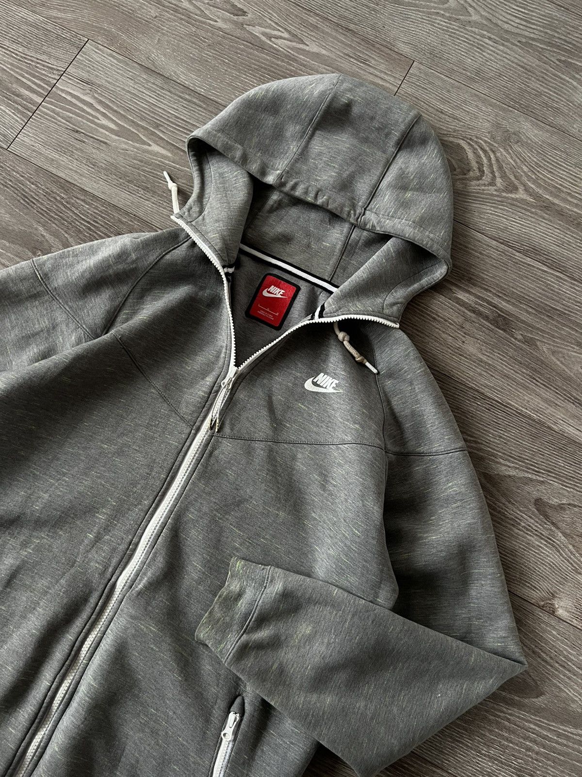 Designer × Nike ‼️Nike Tech Fleece Gray/Green Monochrome Zip Hoodie‼️ Size US L / EU 52-54 / 3 - 14 Thumbnail