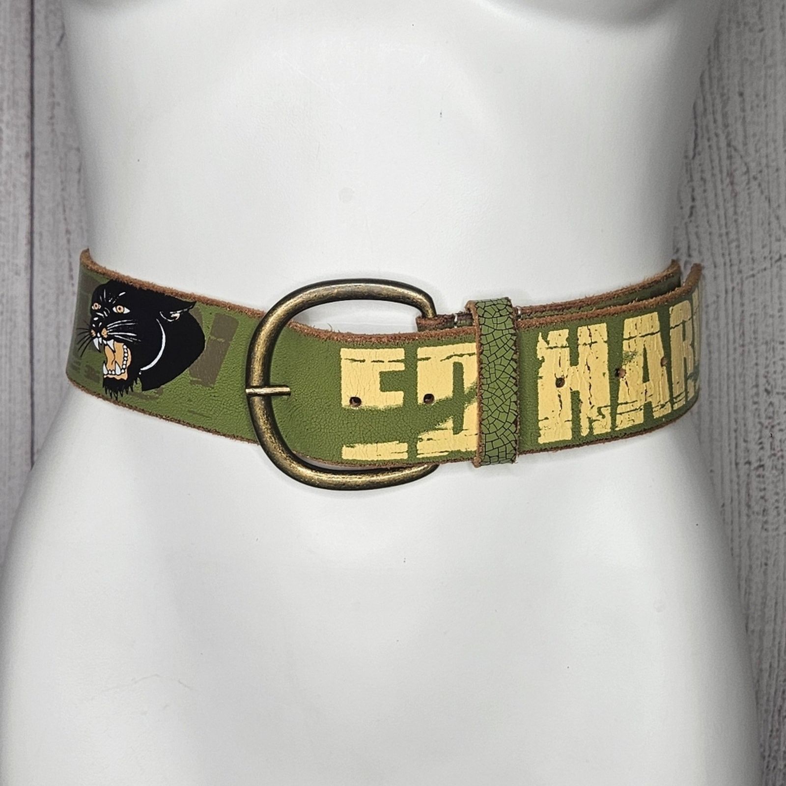 Ed Hardy Vintage Y2K Leather Ed Hardy Belt, size Small Size 32 - 3 Thumbnail