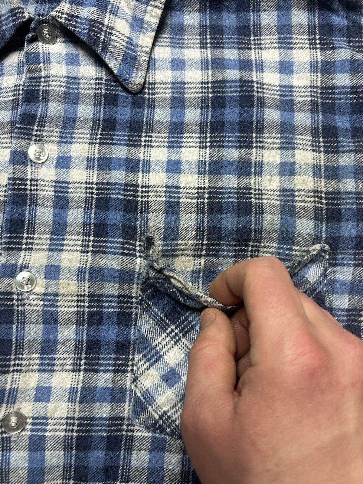 Vintage VTG 80s flannel shirt brushed cotton distre soft plaid large Size US L / EU 52-54 / 3 - 6 Thumbnail