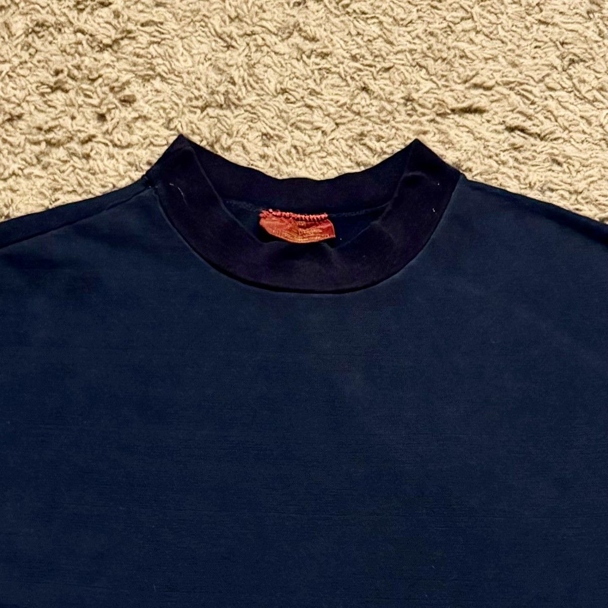 Sears TRUE VINTAGE 70s DARK BLUE MOCK NECK TEE! Size US M / EU 48-50 / 2 - 3 Thumbnail