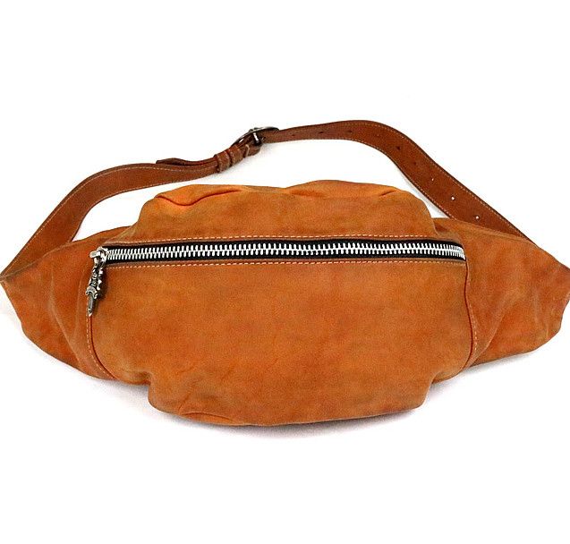 image of Chrome Hearts Suede Crossbody Bag in Brown, Men's