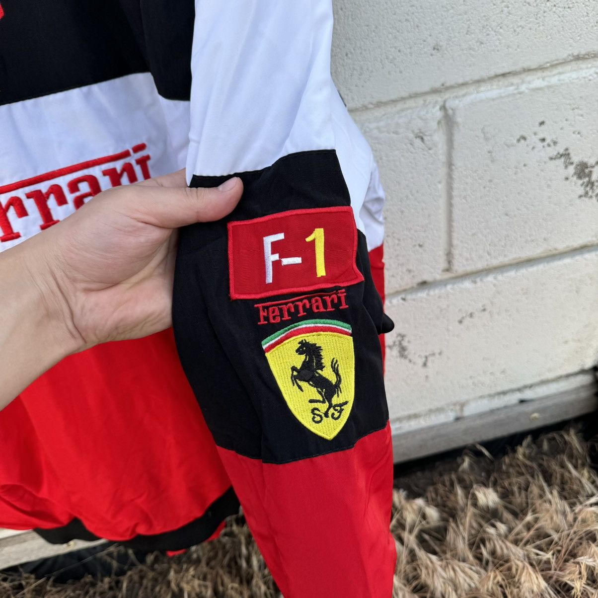 Full-Zip Red and Black Racing Jacket Ferrari