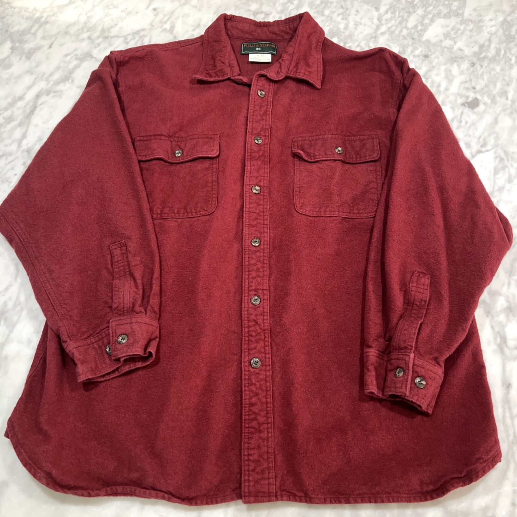 Vintage VINTAGE Field & Stream 1871 Chamois Shirt Men XL Red Long Sleeve Button-Up Shirt Mens Size US XL / EU 56 / 4 - 3 Thumbnail