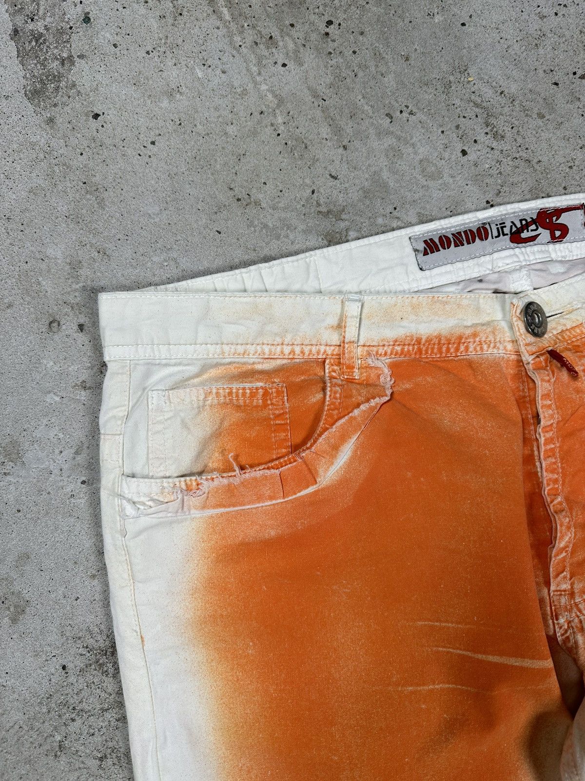 Japanese Brand × Vintage Vintage y2k Orange and White Washed Casual Pants Size US 36 / EU 52 - 7 Thumbnail