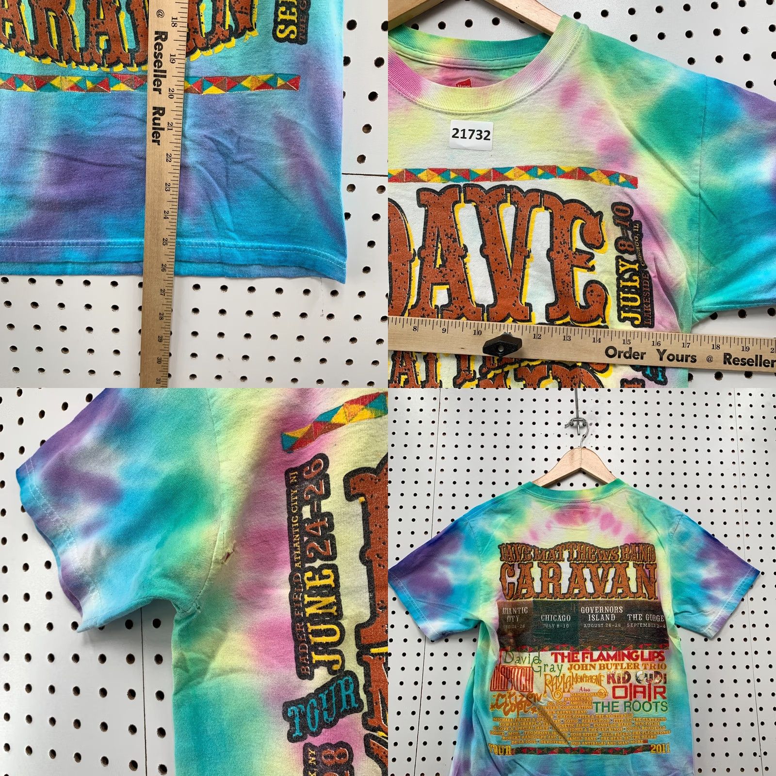 Hanes Dave Matthews Band Shirt Tie Dye 2011 Adult Small Music Rock TEE 17x26 Size US S / EU 44-46 / 1 - 10 Thumbnail