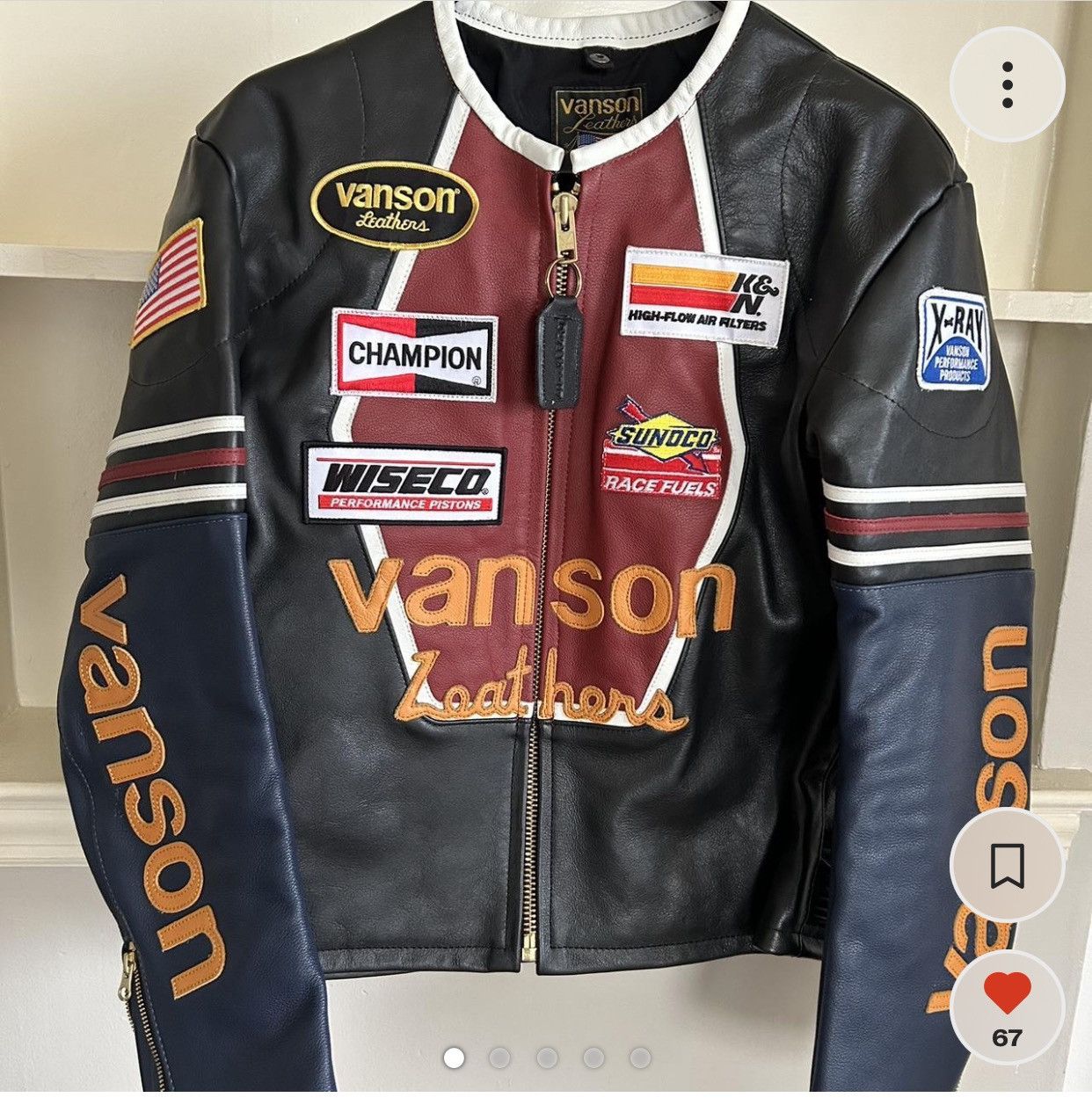 image of Vanson Leathers Vanson Star Leather Jacket in Black, Men's (Size Large)