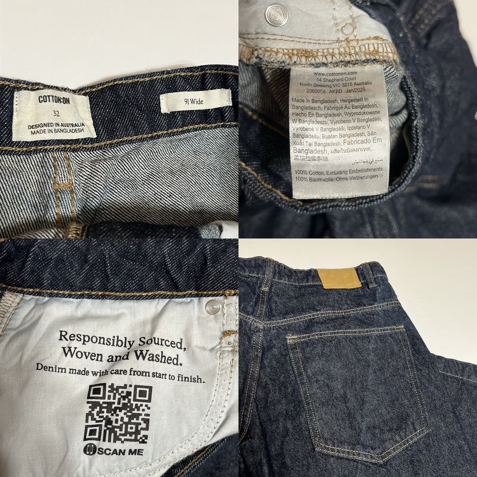 Cotton On Cotton On 91 Wide Leg High Rise Relaxed Jeans Dark Wash Blue 32x30 Womens Jeans 5-Pocket Design Size 24" / US 00 / IT 34 - 8 Thumbnail