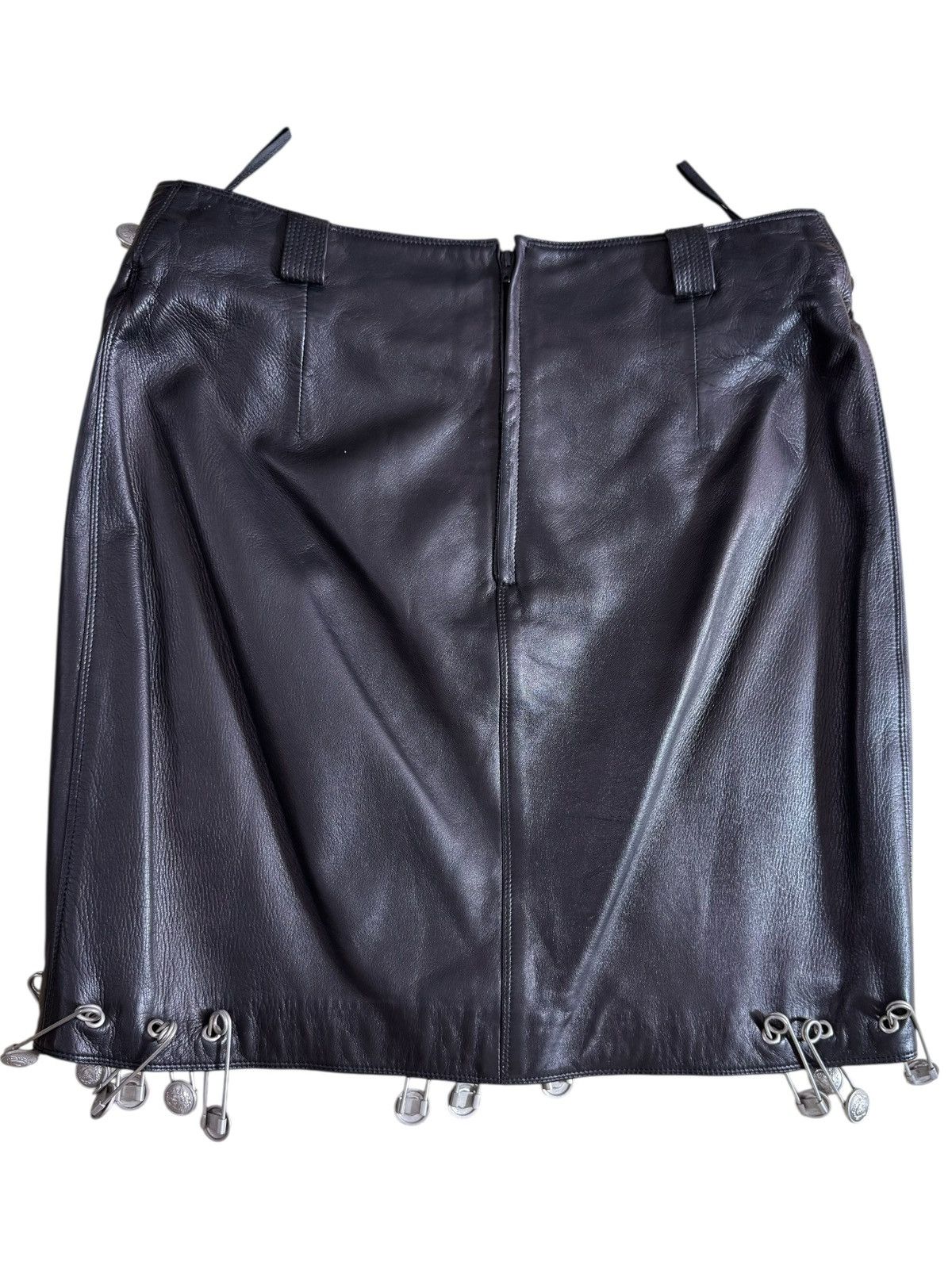 Versace Gianni Versace SS 94 leather Medusa safety pin mini skirt Size 27" / US 4 / IT 40 - 6 Thumbnail