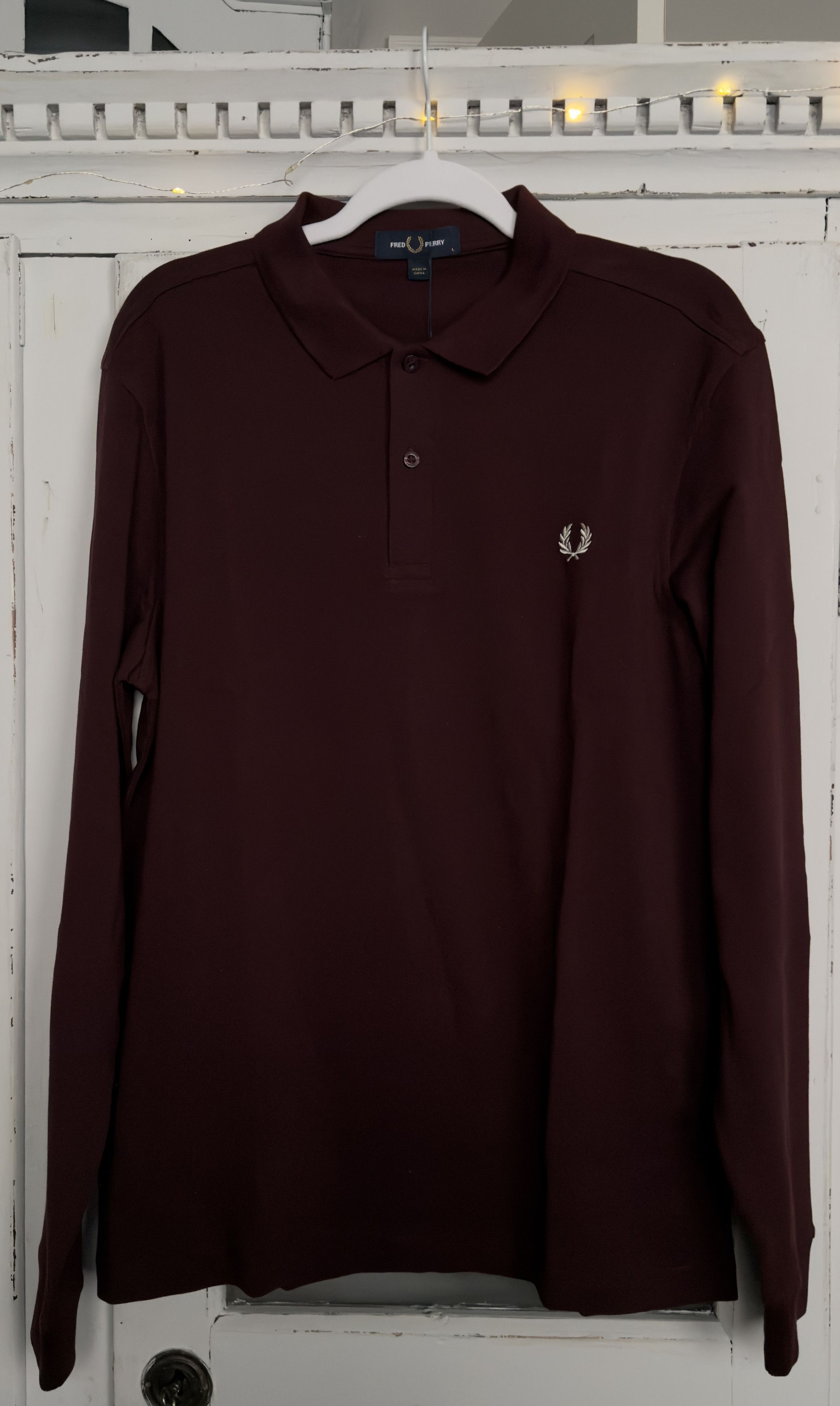 Fred Perry Burgundy Longsleeve Polo NWT Size US L / EU 52-54 / 3 - 2 Thumbnail