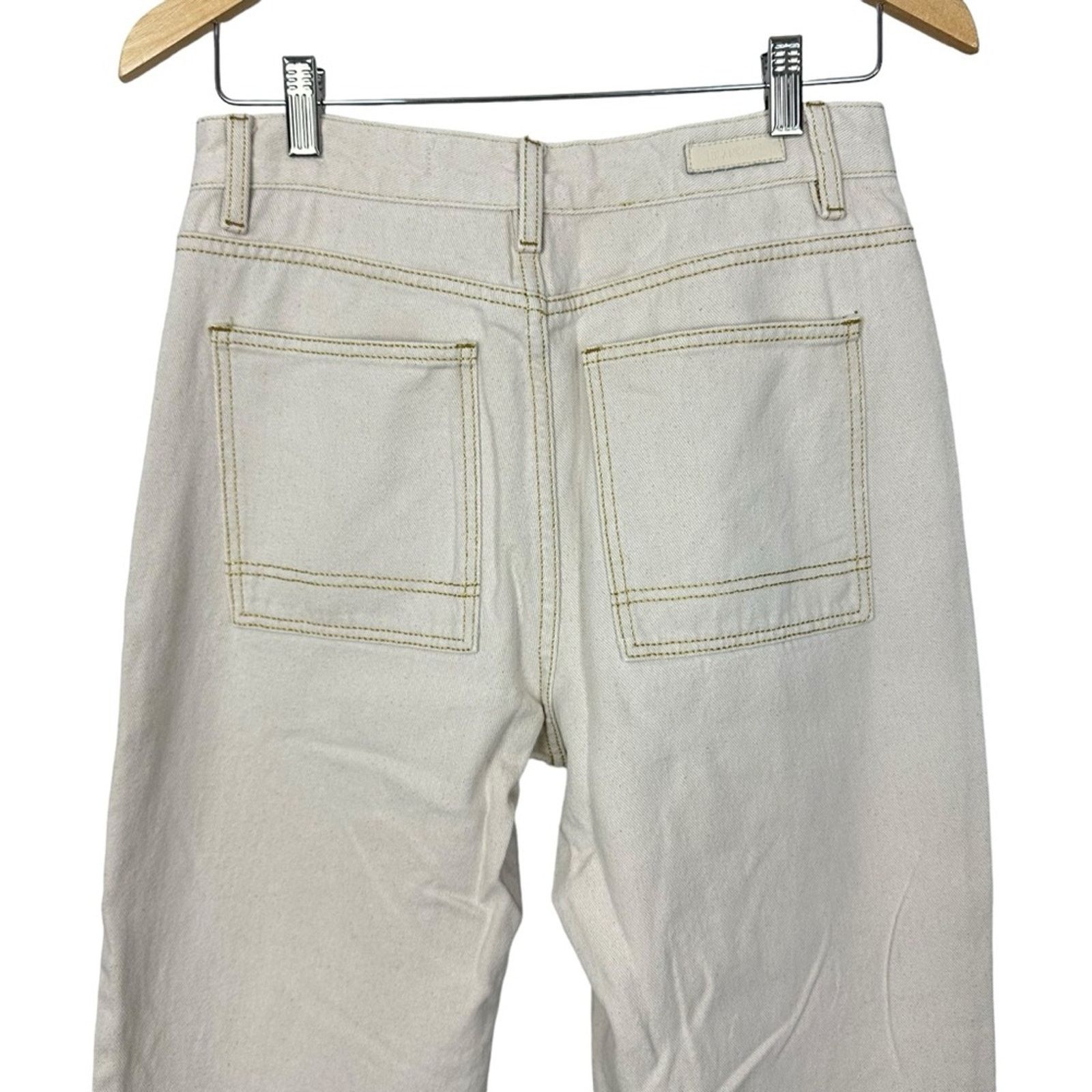 BLANKNYC Blank NYC Ivory Denim High Rise Crop Straight Jeans Sz 28 Size 28" / US 6 / IT 42 - 11 Thumbnail