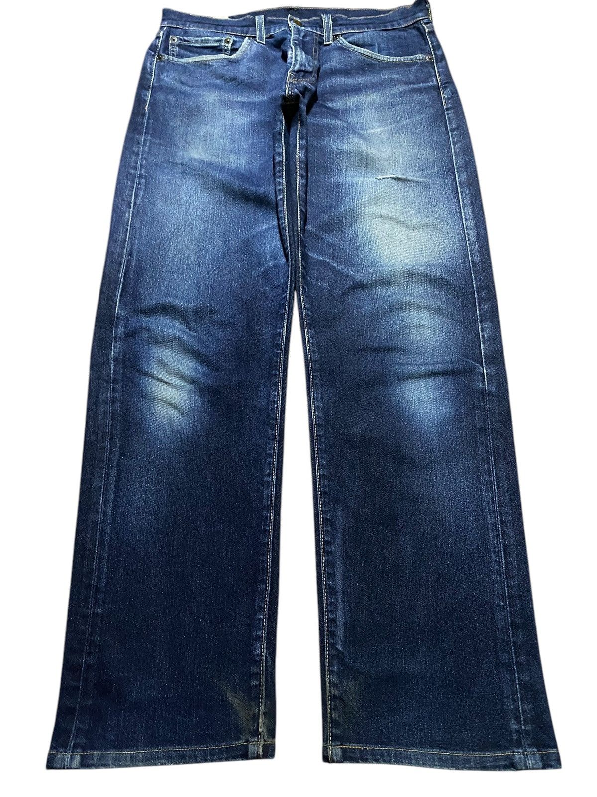 Levi's Levis Vietnam Big E Blue Faded Wash Distressed Loose Jeans Size US 33 - 1 Thumbnail