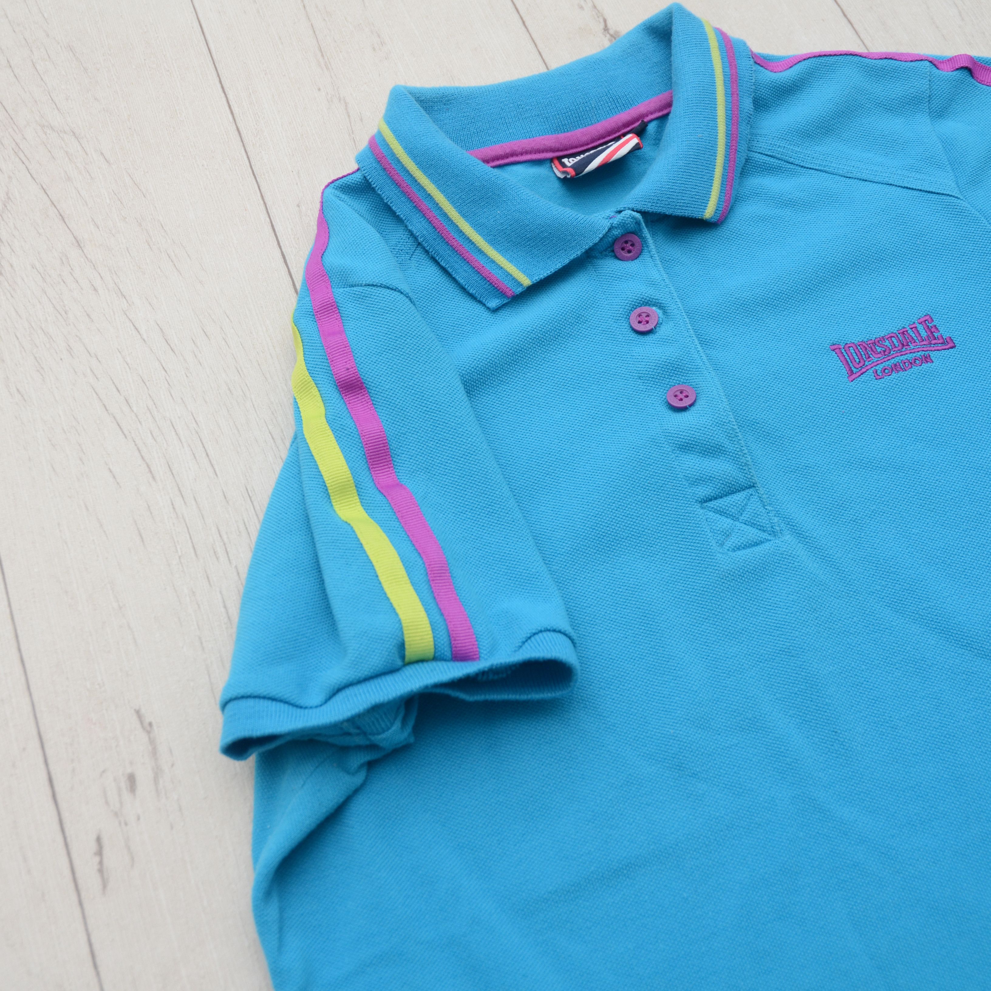 Lonsdale × Vintage Lonsdale London Women's Polo Shirt Blue Pink Trim M Casual Size M / US 6-8 / IT 42-44 - 9 Thumbnail