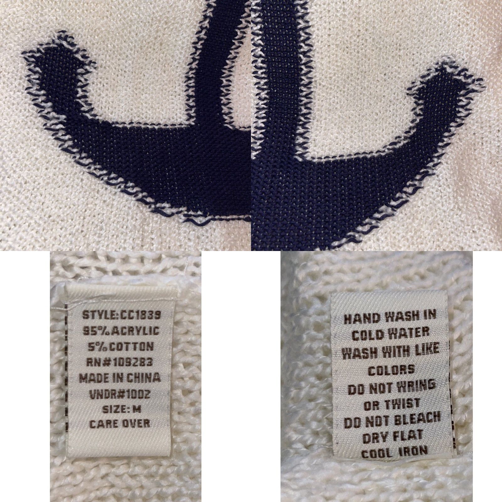 Vintage Havana VINTAGE Vintage Havana Sweater Women M Ivory Anchor Fringe Hem Knitted Open-Knit V-Neck Hooded Pullover Casual Boating Sailing - Mens? Size M / US 6-8 / IT 42-44 - 9 Thumbnail