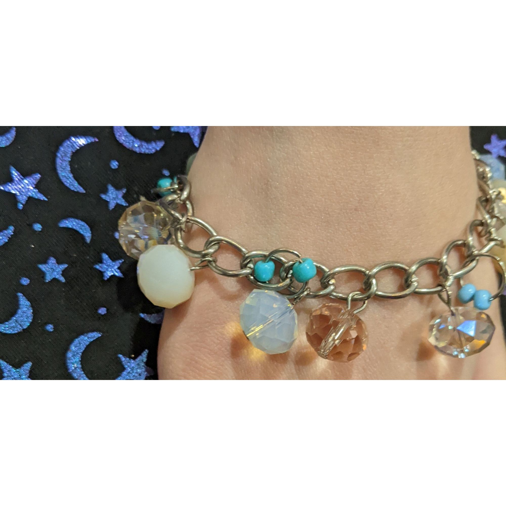 Other Faceted Glass Charm Pastel Chain Bracelet Size ONE SIZE - 3 Thumbnail