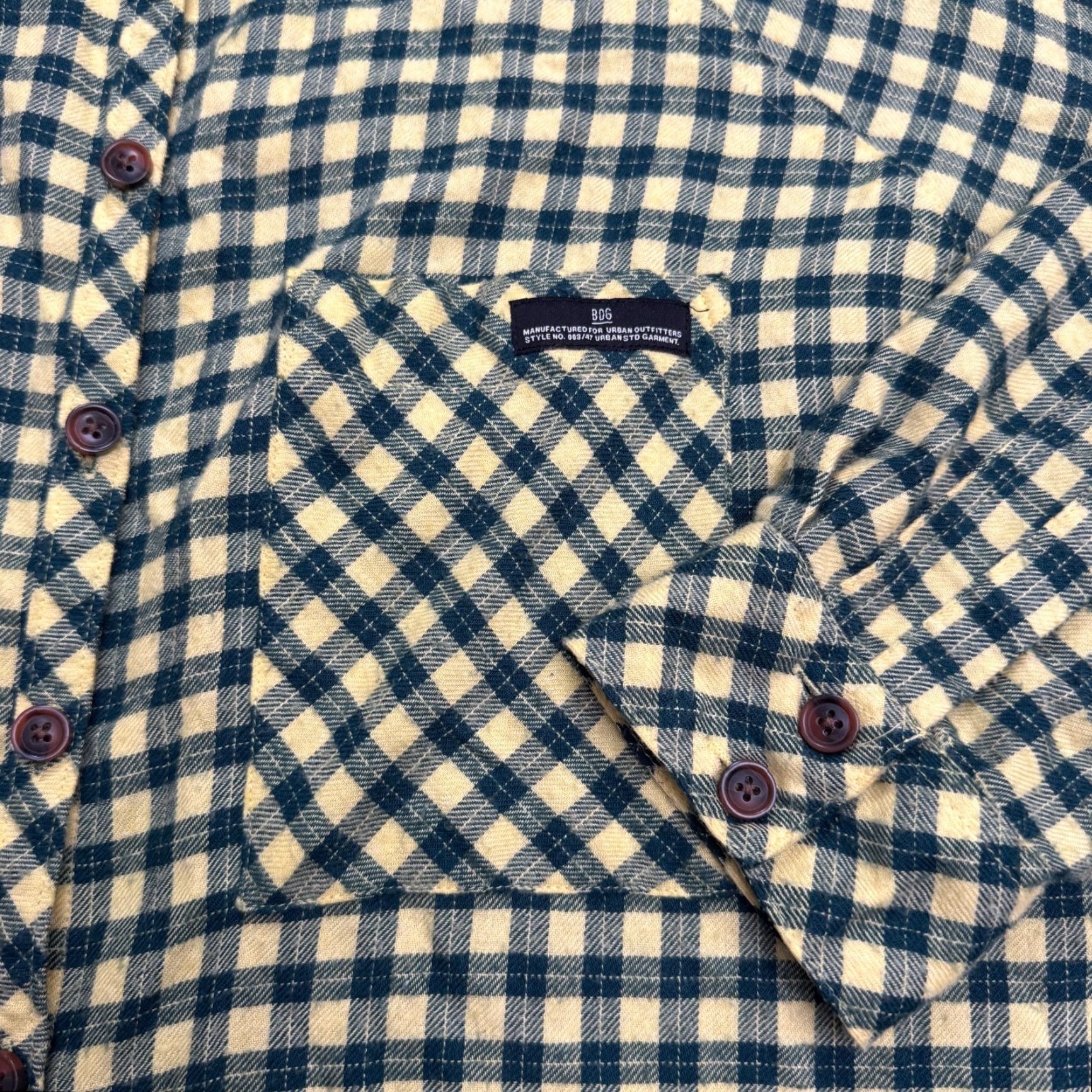 Urban Outfitters BDG Urban Outfitters Oversized Flannel Crop Shirt Women M Blue Yellow Plaid Casual Vintage No N/A Size M / US 6-8 / IT 42-44 - 6 Thumbnail