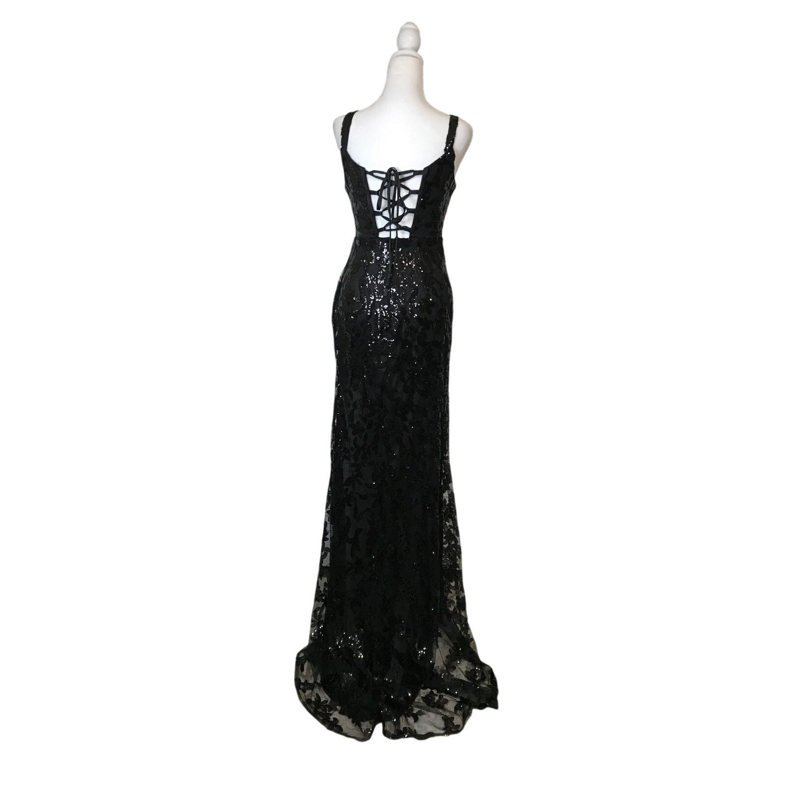 Other Black Sequins Lace Formal Long Bodycon Mermaid Dress 4 Size S / US 4 / IT 40 - 2 Thumbnail