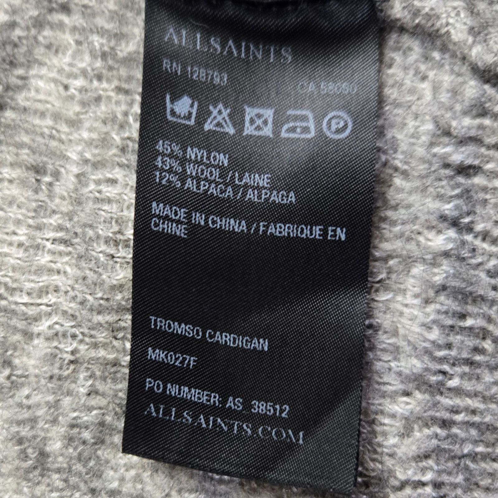 Allsaints AllSaints Grey Wool Alpaca Cardigan Sweater Size XL Size XL / US 12-14 / IT 48-50 - 6 Thumbnail