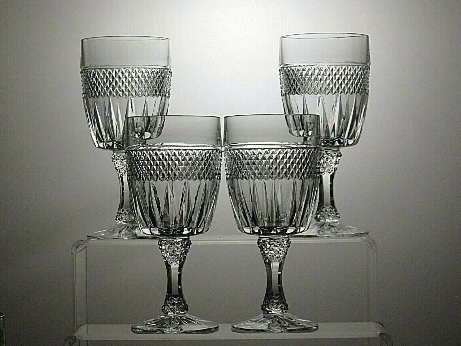 The Unbranded Brand Pressed Glass Claret Set Of 4 Wine Gasses 6" Size ONE SIZE - 3 Thumbnail