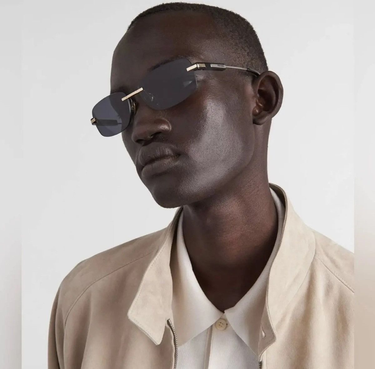 Prada × Vintage Prada Sunglasses with iconic metal plaque PR68ZS ZVN09T Size ONE SIZE - 1 Thumbnail