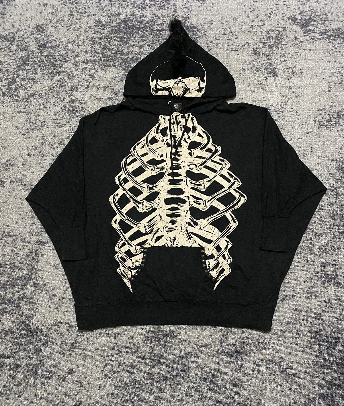 Y2k Glad news oversized studded mohawk hoodie