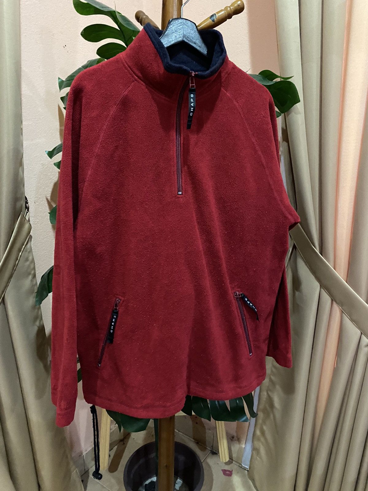 Chaps Ralph Lauren Vintage CHAPS Ralph Lauren Red Fleece Pullover Jacket Size US L / EU 52-54 / 3 - 3 Thumbnail