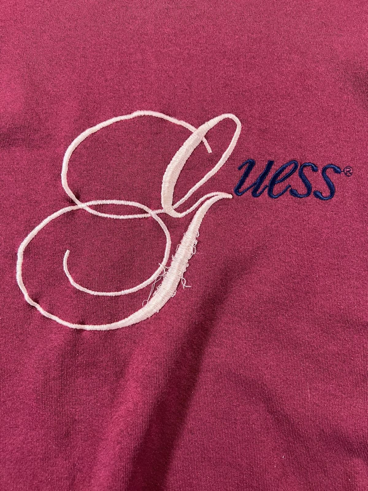 Guess Guess Vintage Maroon Sweatshirt with Embroidered Logo M Size US M / EU 48-50 / 2 - 2 Thumbnail