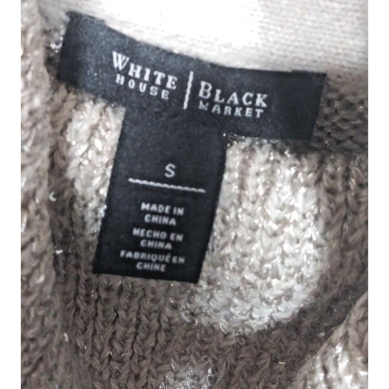 White House Black Market WHBM SEQUIN SWEATER Sz S taupe beige gold chic cowl neck lon Size S / US 4 / IT 40 - 7 Thumbnail