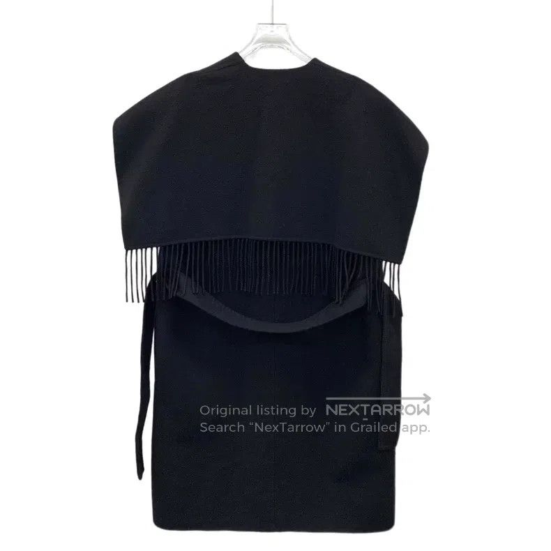 Hermes Hermes Black Cashmere Fringe Sleeveless Belted Coat Jacket Size XXS / US 00 / IT 34 - 2 Thumbnail