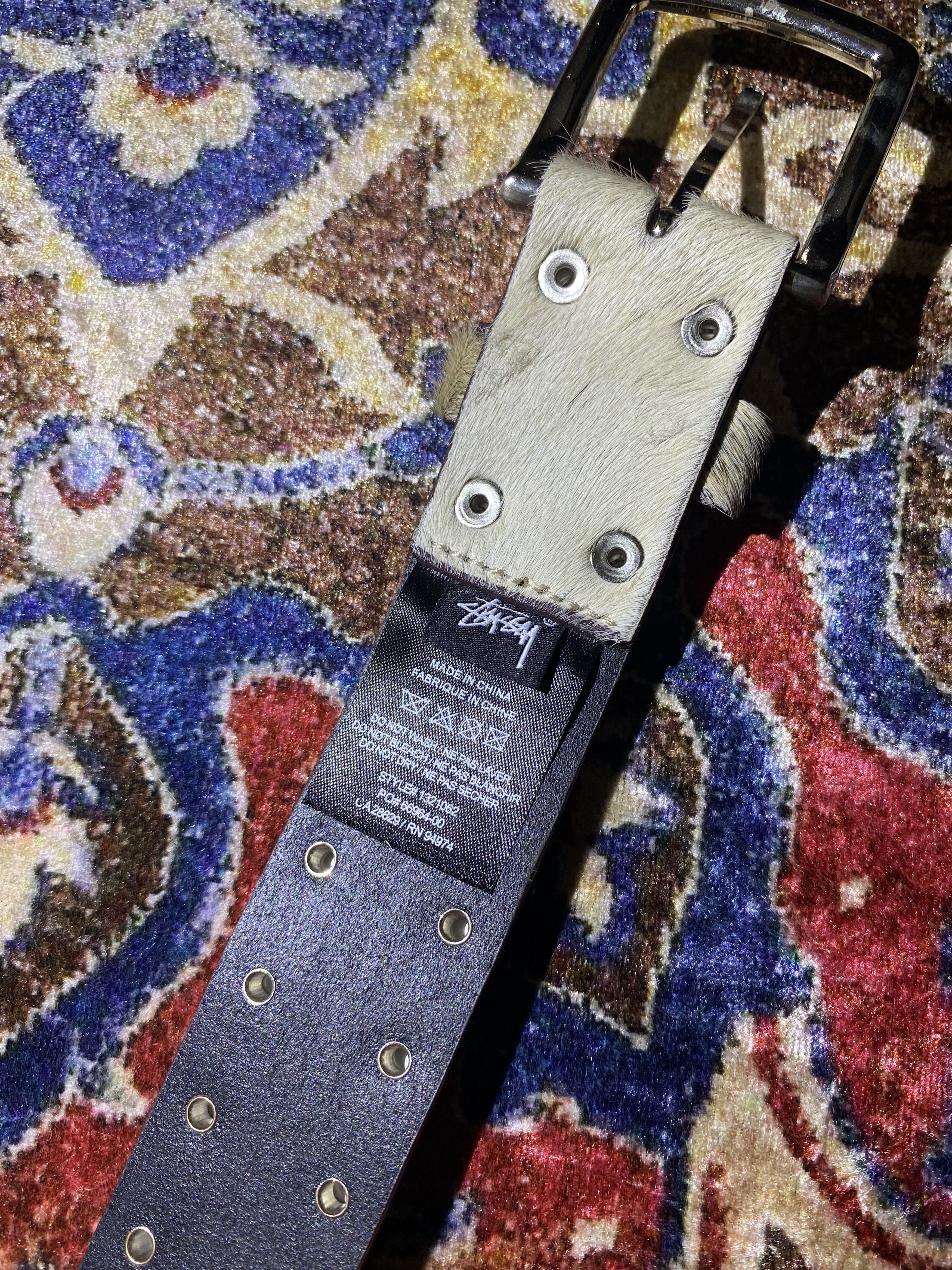 Streetwear × Stussy Stussy 8 Ball Studded Belt Raw Cowhide