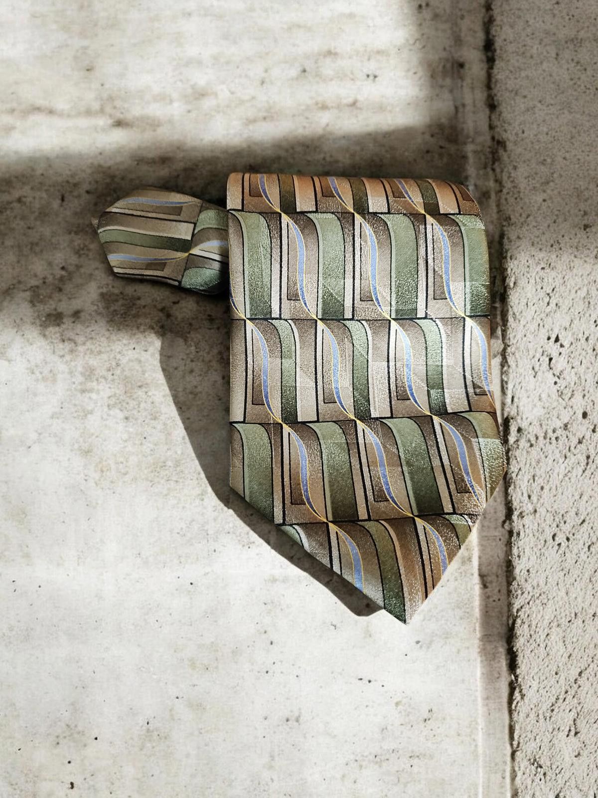 XMI Platinum Palatina 100% Imported Silk Men's Tie with Geometric Pattern Size ONE SIZE - 3 Thumbnail