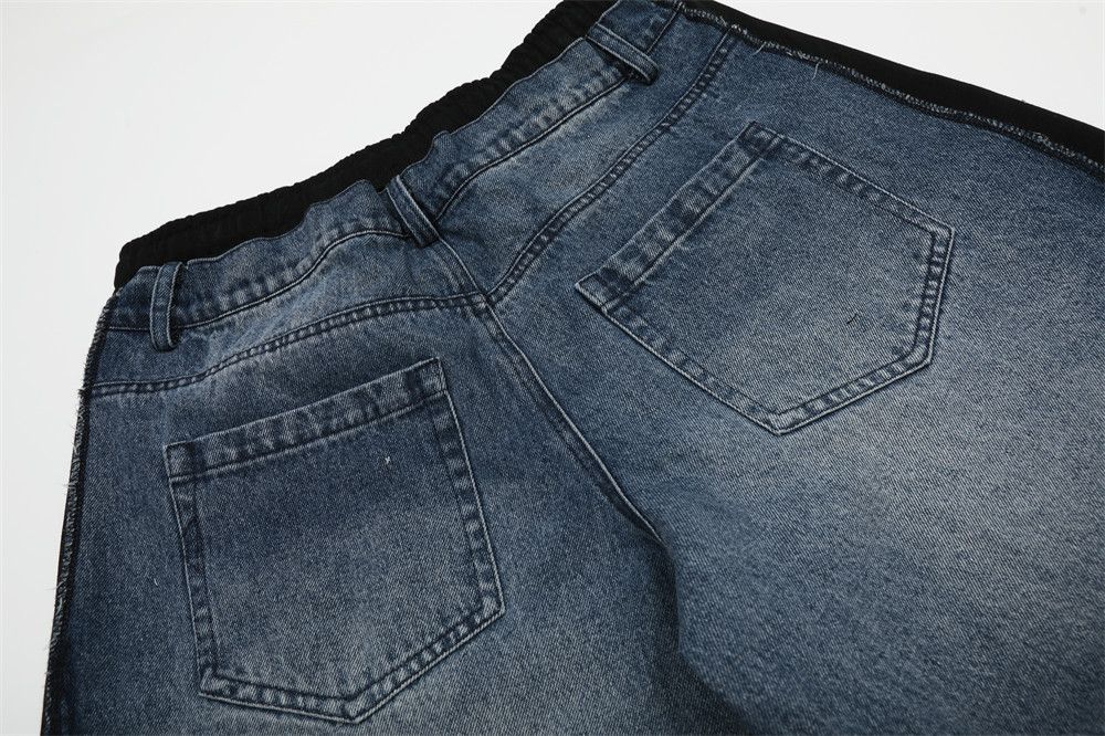 Japanese Brand × Jean Men's loose straight elastic waist stitching denim shorts Size US 32 / EU 48 - 5 Thumbnail