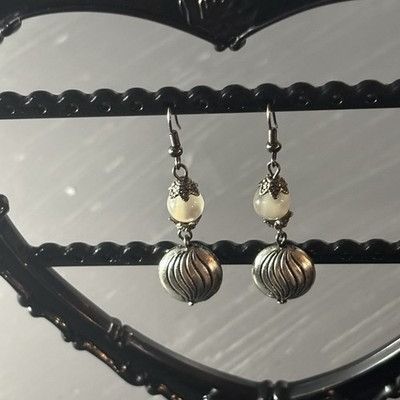 The Unbranded Brand A66 Silver Tone Swirl Bead Dangle Earrings with Frosted bead Size ONE SIZE - 4 Thumbnail