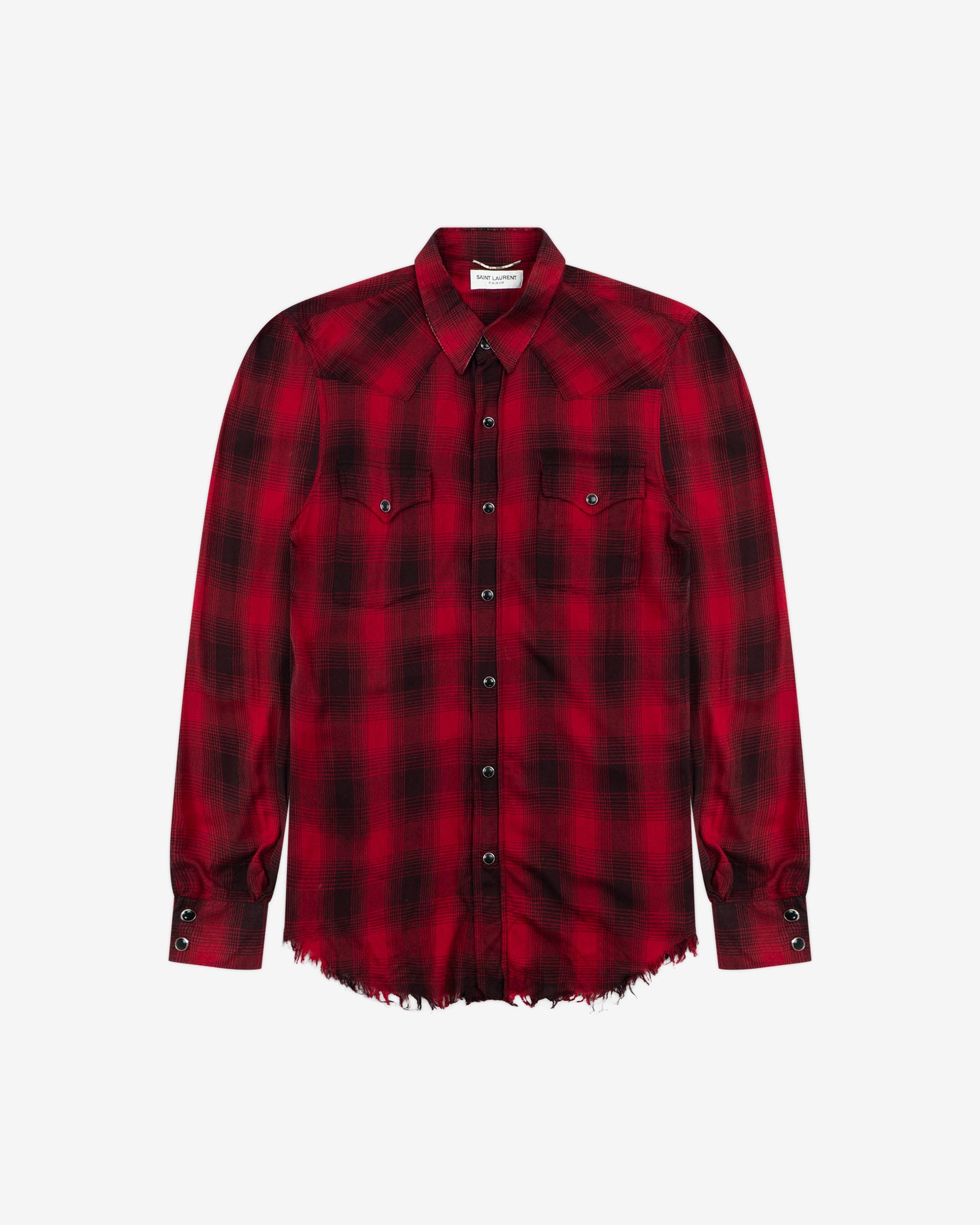 Saint Laurent Paris Red Checkered Flannel Shirt (SS16) Size US S / EU 44-46 / 1 - 2 Thumbnail