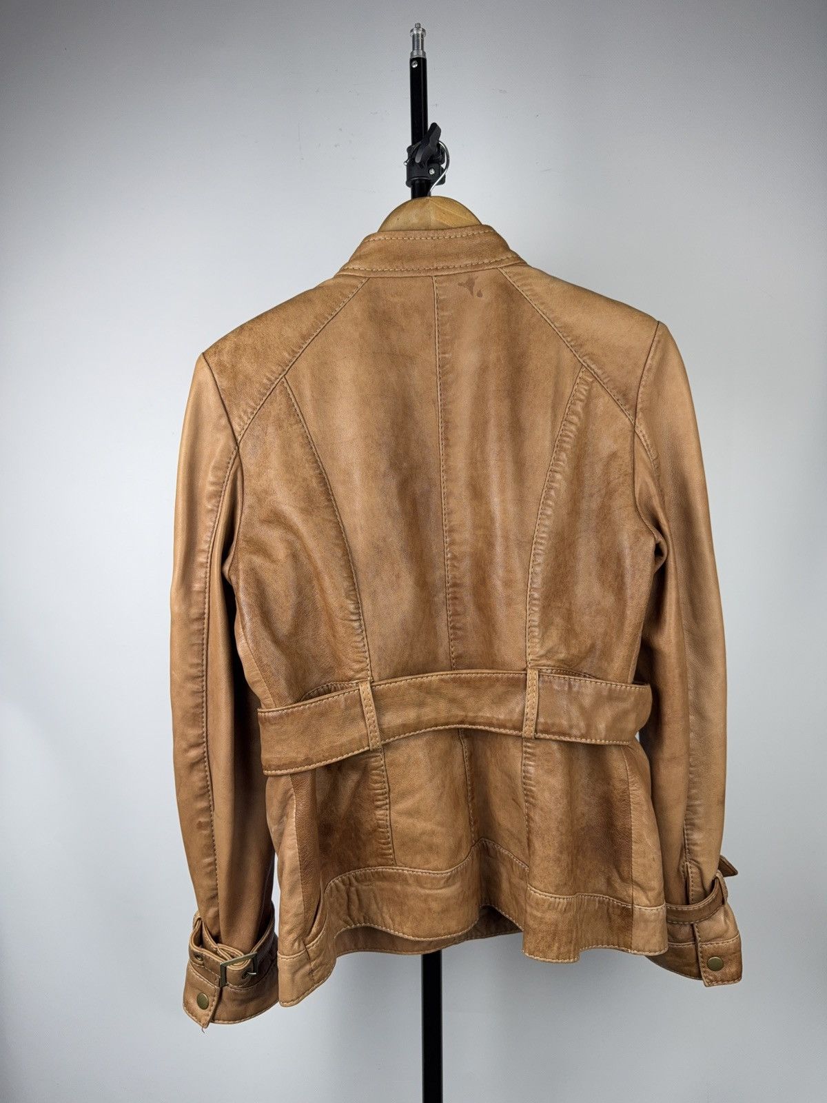 Japanese Brand 00s Leather Safari Biker Moto Jacket Tan Brown Vintage Size M / US 6-8 / IT 42-44 - 18 Thumbnail