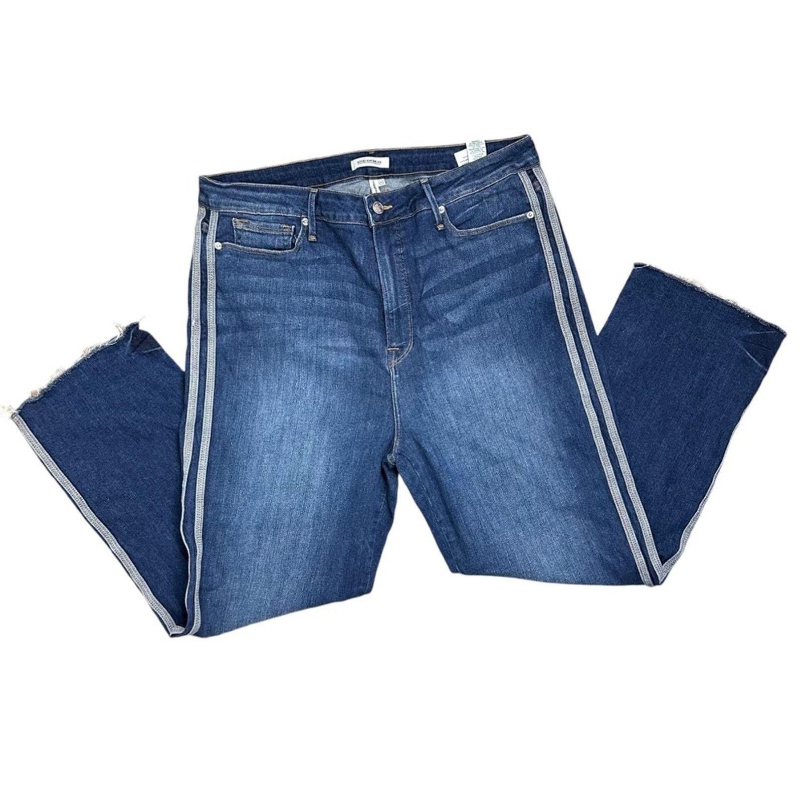 Good American Good American Straight Jeans Side Stripe Dark Blue Size 20 Size 42" / US 20 - 3 Thumbnail